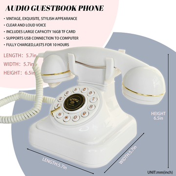 White Voicemail Phone Guest Book Wedding Voicemail Audio Clear Sound