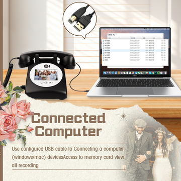 32GB Video Guest Book HD 1080P Telephone Guest Book With Night Light  For Cherished Memories