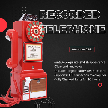 Plastic Telephone Guest Book Simple Operation Audio Phone Guestbook For Events